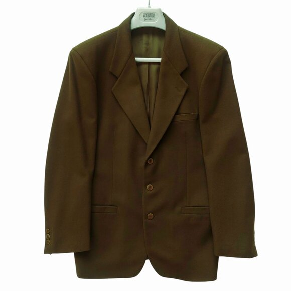Versus Versace Vintage Olive Green Brown Wool Cashmere Blazer Jacket Siz… - Picture 1 of 9